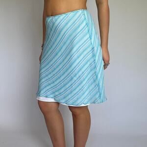 Ann Taylor Blue Striped Midi Skirt